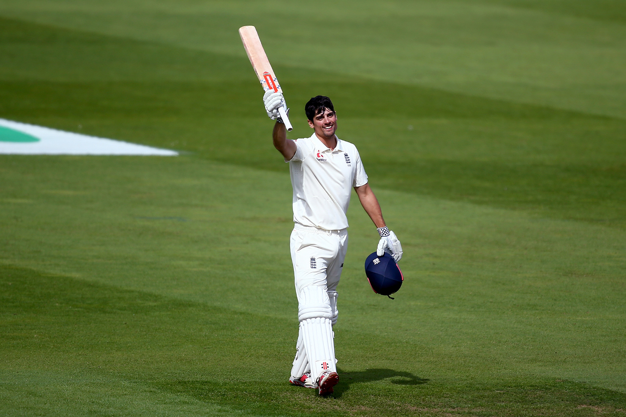 Alistair Cook celebrating a hundred