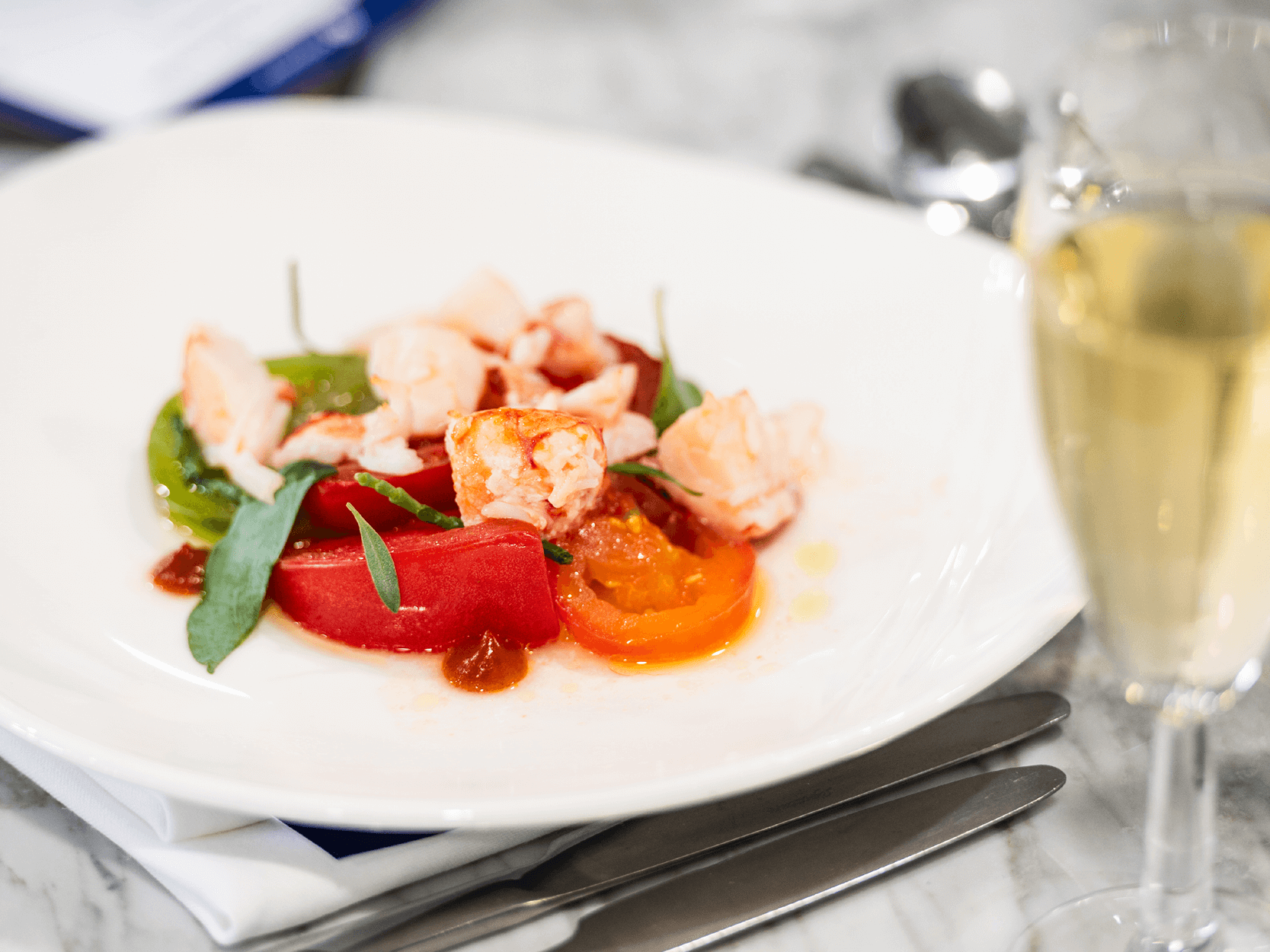 Plated dish cooked by Glynn Purnell in the Warwickshire Suite hospitality facility for guests at Edgbaston Stadium for the cricket