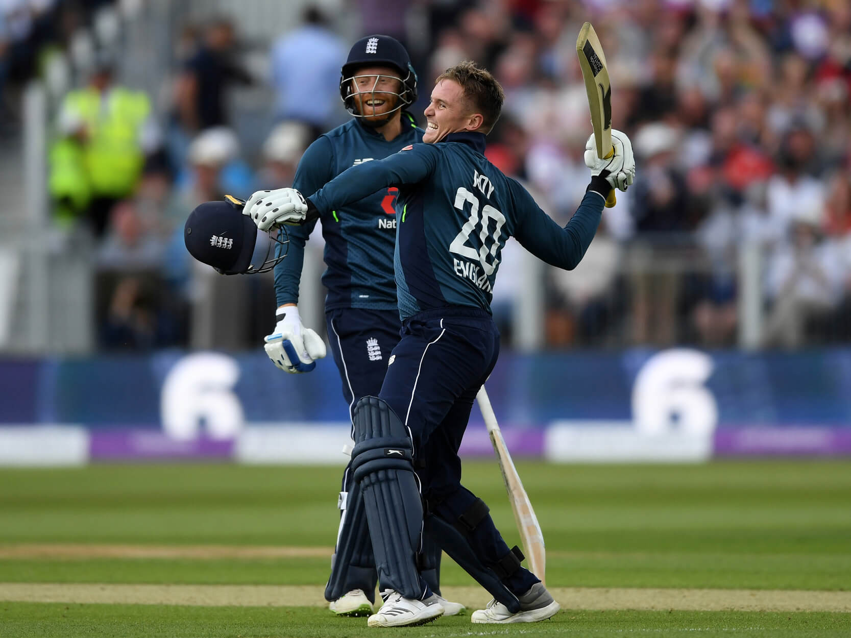 Jonny Bairstow and JAaon Roy batting in a one day international 