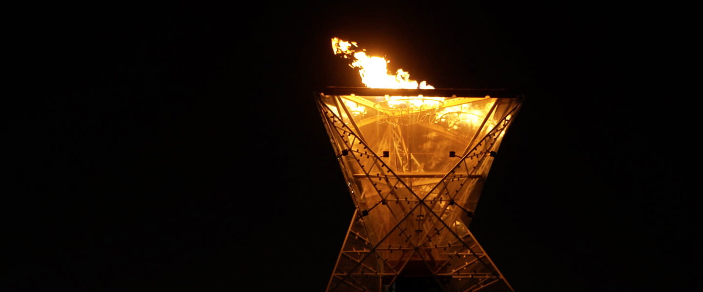 The olympic torch for the Paris 2024 Olympics and Paralympic Games