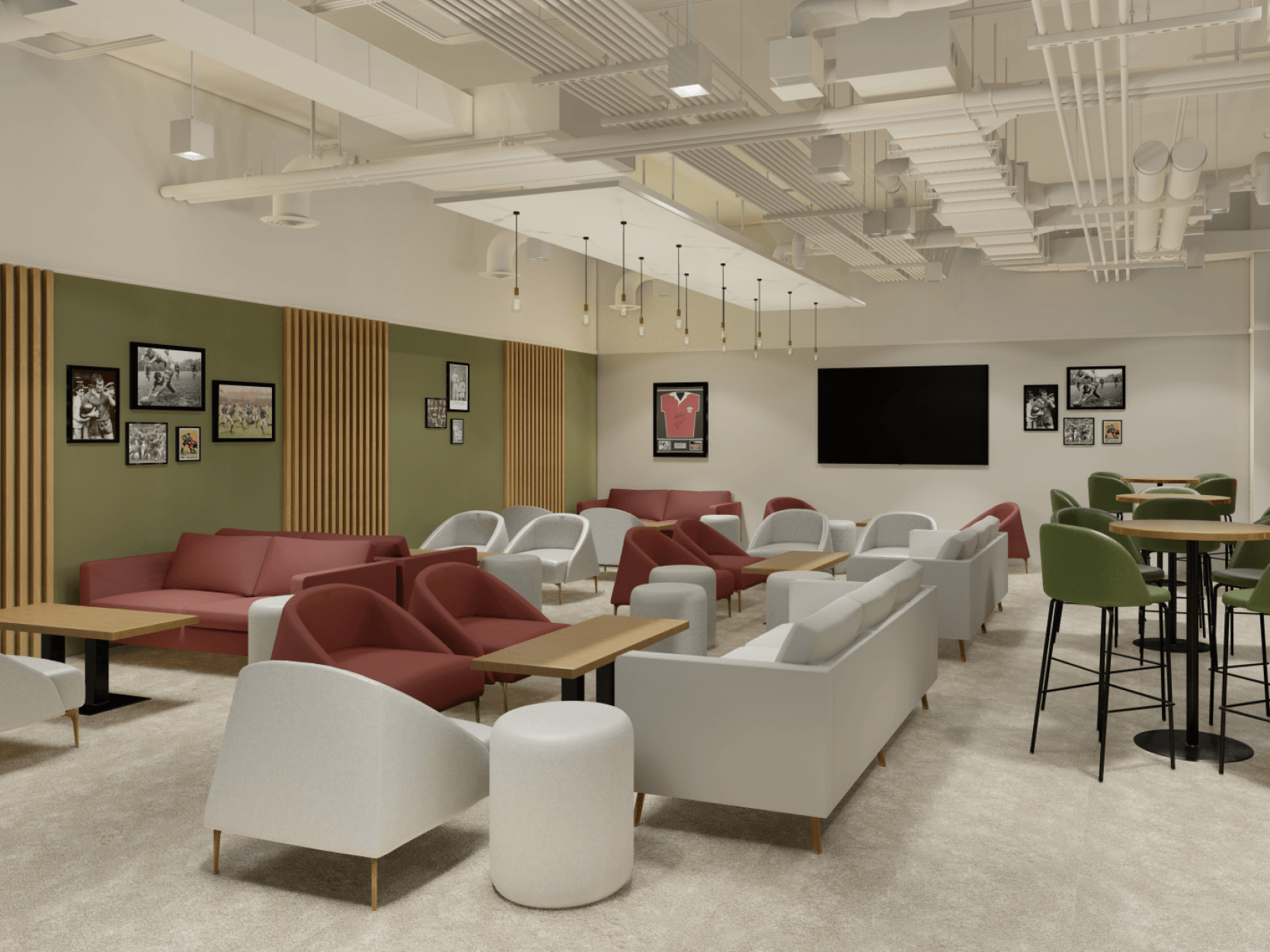 Seating area inside the Grand Slam hospitality experience at Twickenham Stadium