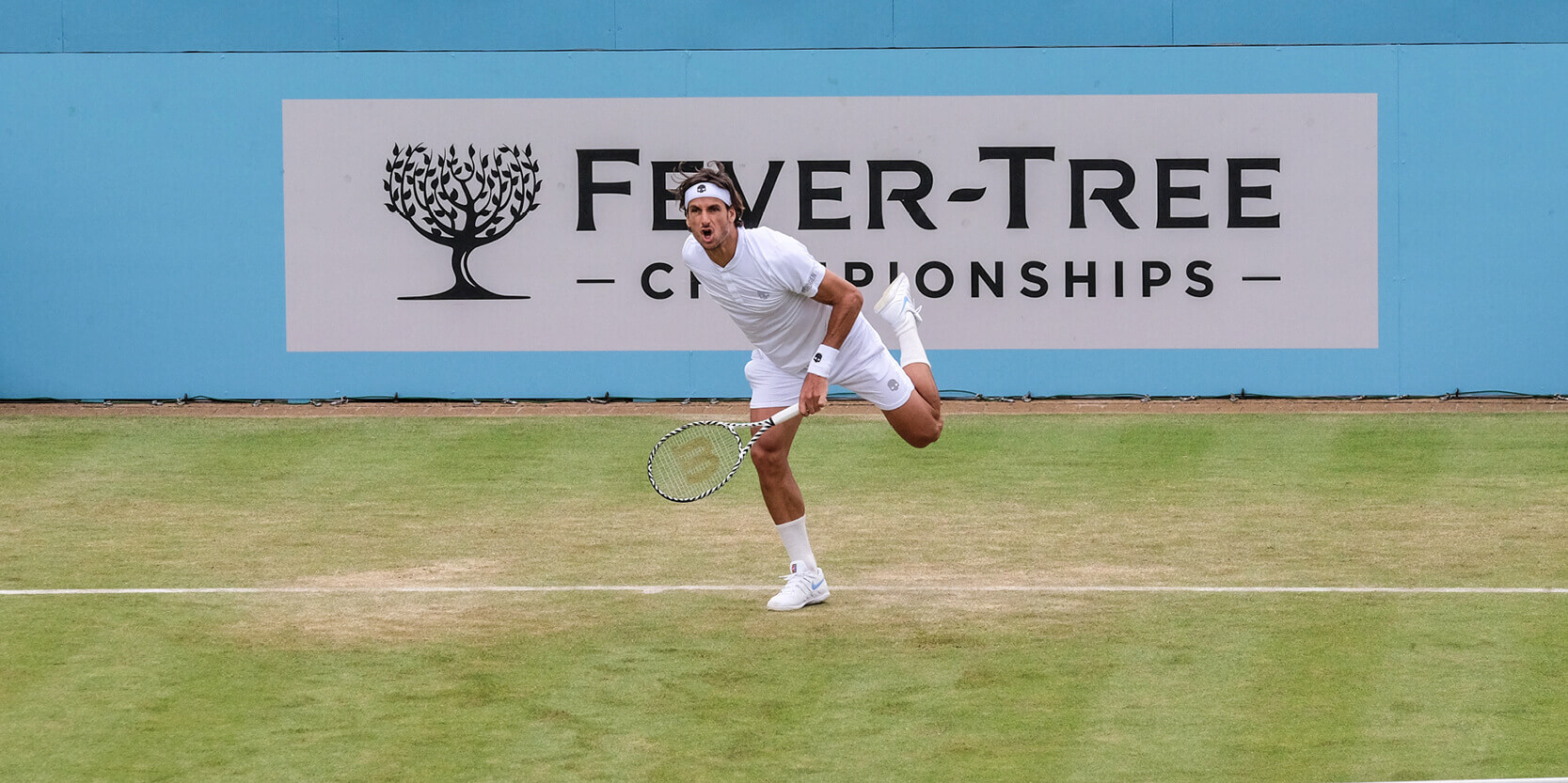 Tennis player Feliciano Lopez on Centre Court at the Queen's Club Championships when he won the tournament in 2019