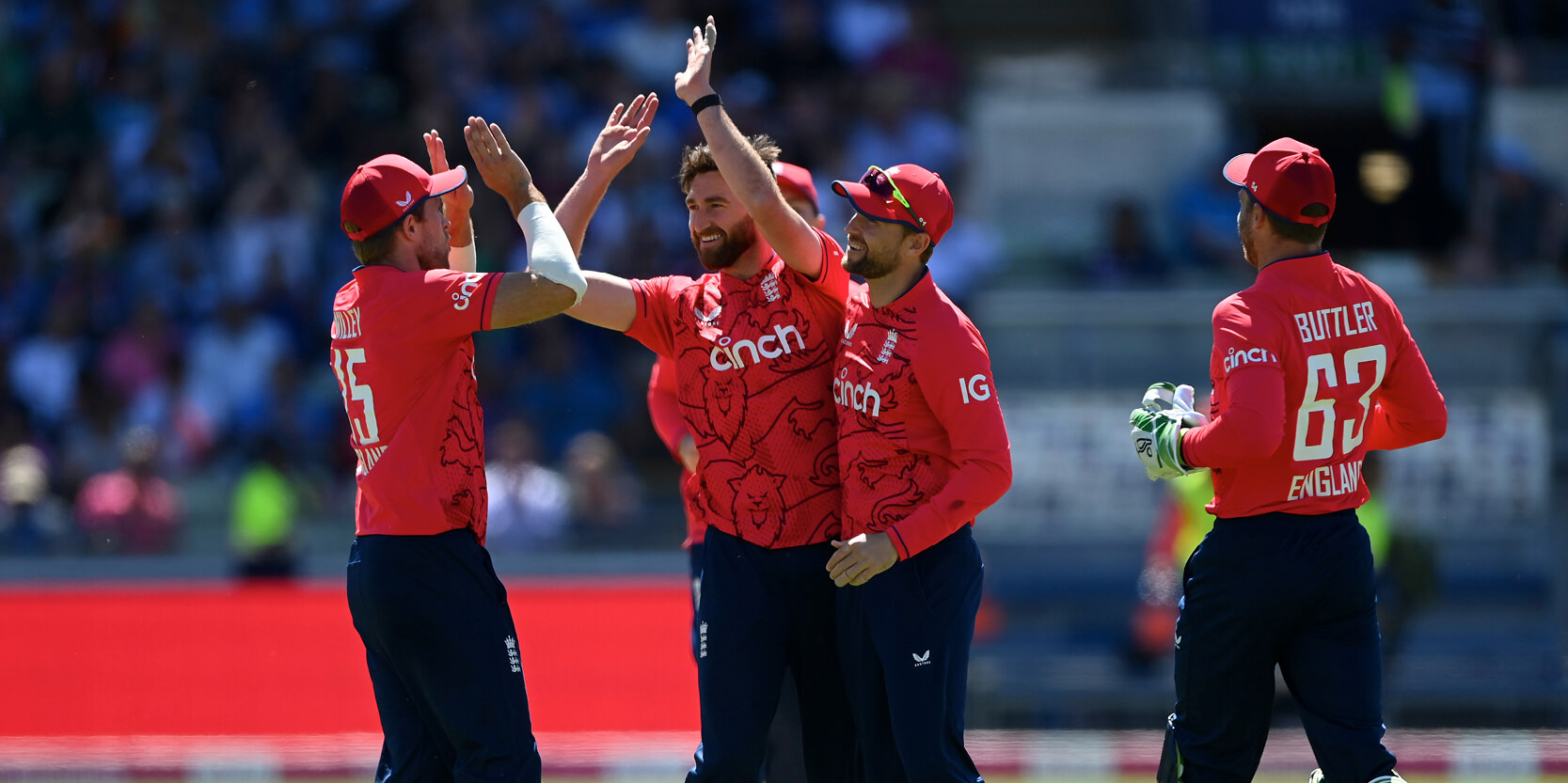 It20 cricket for the T20 world cup - England team celebrating a win