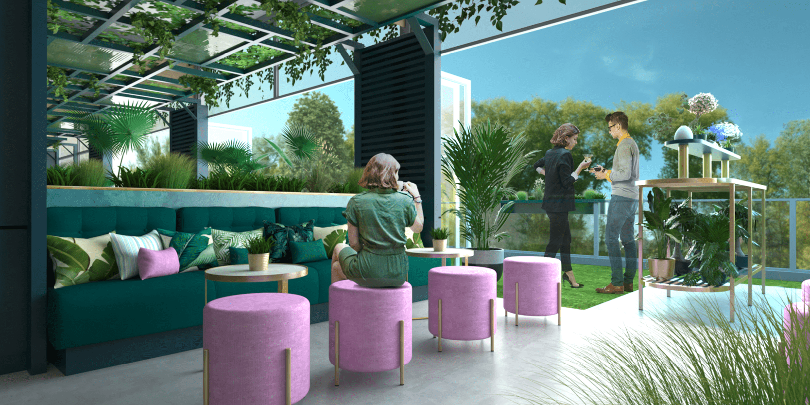 CGI image of the Treehouse hospitality experience at Wimbledon before it was created 
