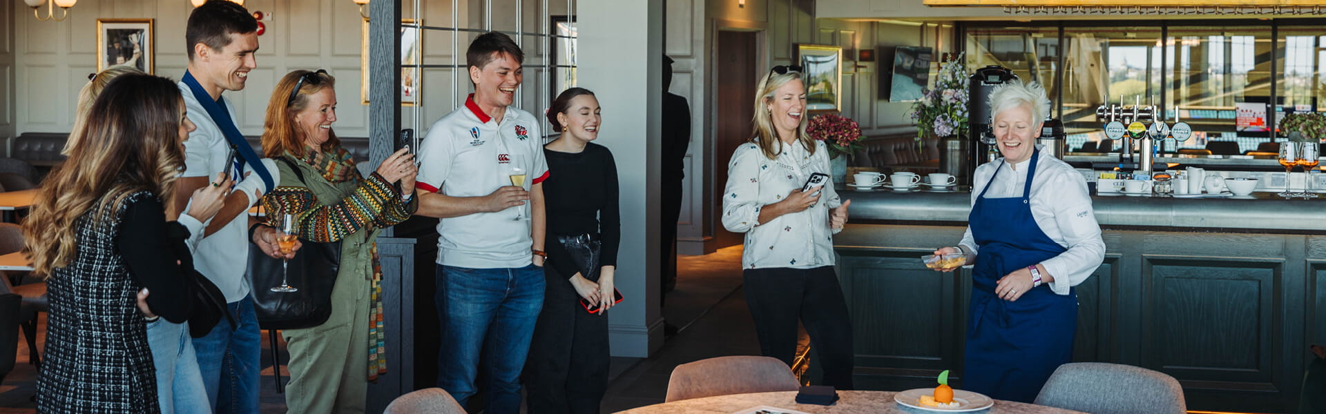 Lisa Allen-Goodwin cooks in The East Wing facility at England v Australia in the rugby Autumn Nations Series