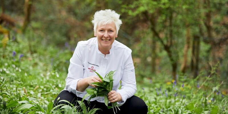 Lisa Goodwin-Allen cooking in The East Wing at Allianz Stadium Twickenham
