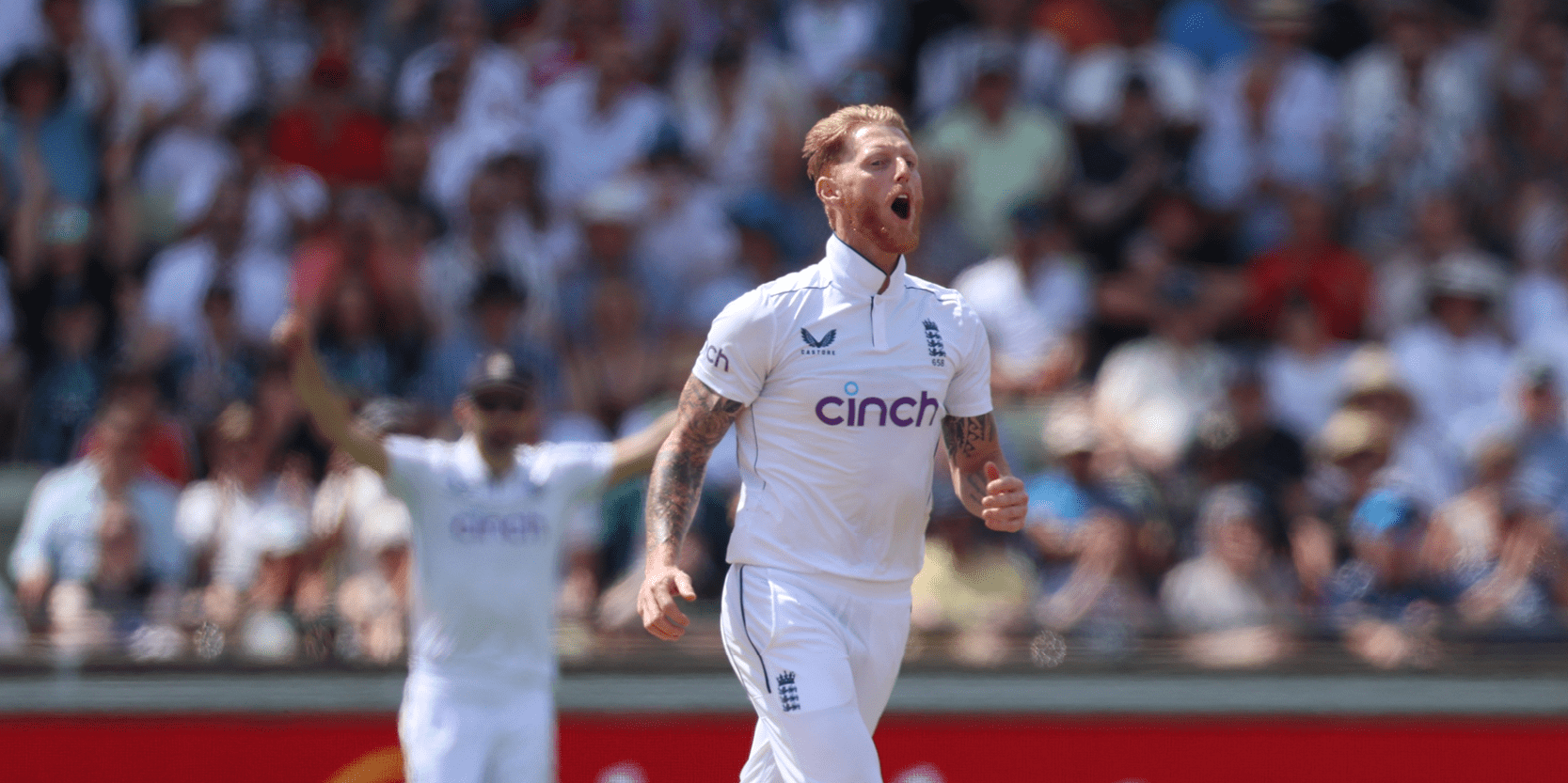 England cricket player Ben Stokes smiling after winning during a cricket match at Edgbaston Stadium
