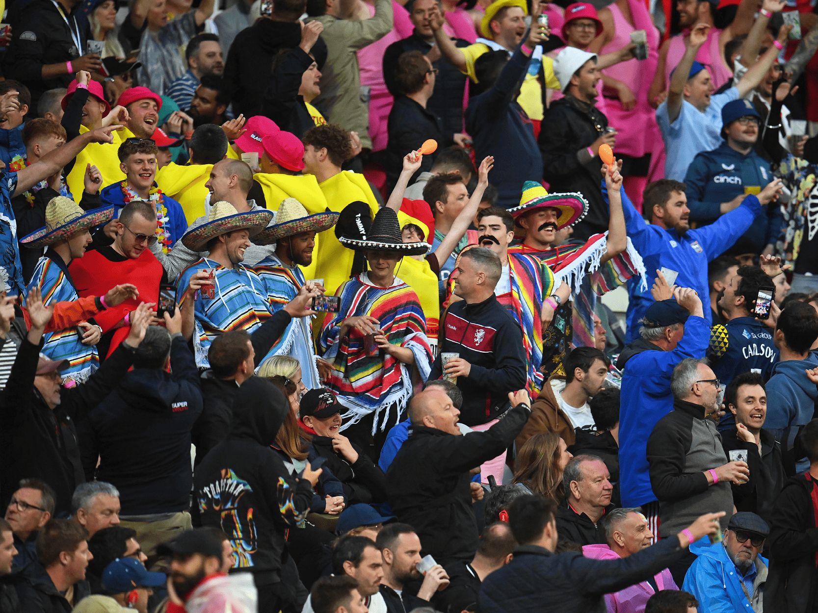 Cricket fans in the stadium at Edgbaston during T20 Finals Day