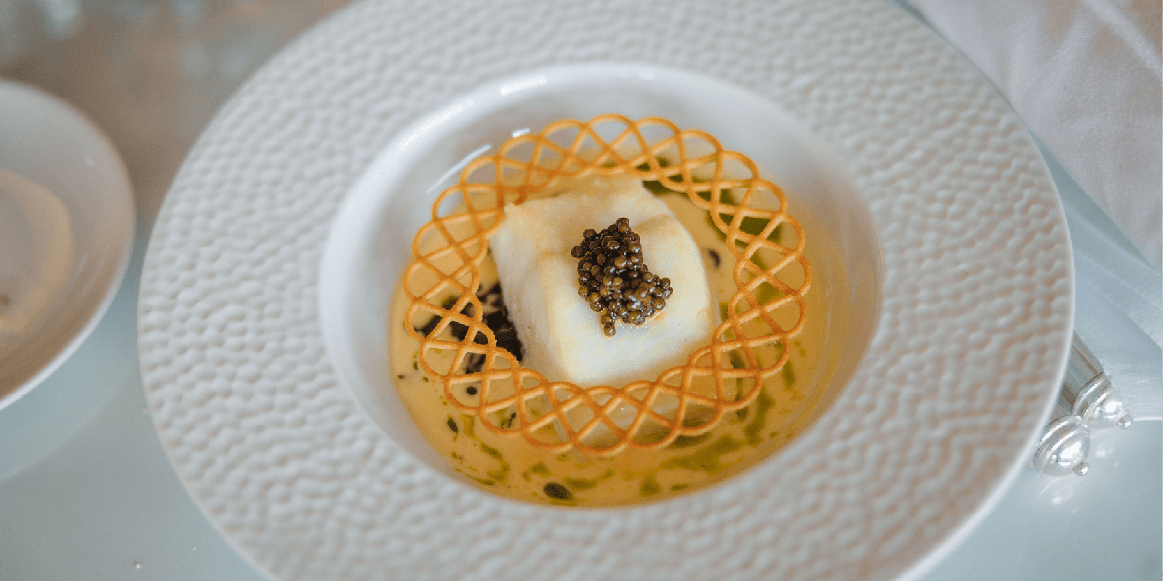 Dish being served in Le Gavroche at The Lawn curated by Michelin Star Chef Michel Roux at Wimbledon 2025