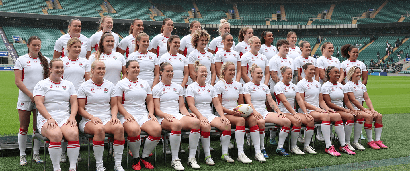 England's Red Roses taking a selfie at the home of England rugby - Allianz Stadium Twickenham