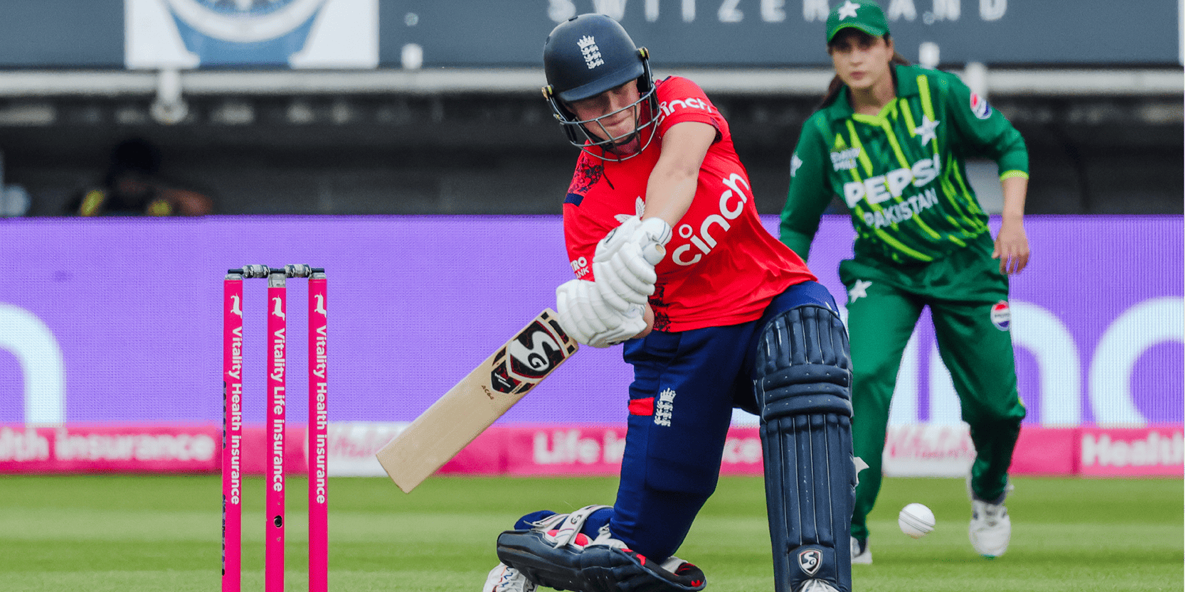 England womens cricketer batting in a match for an IT20