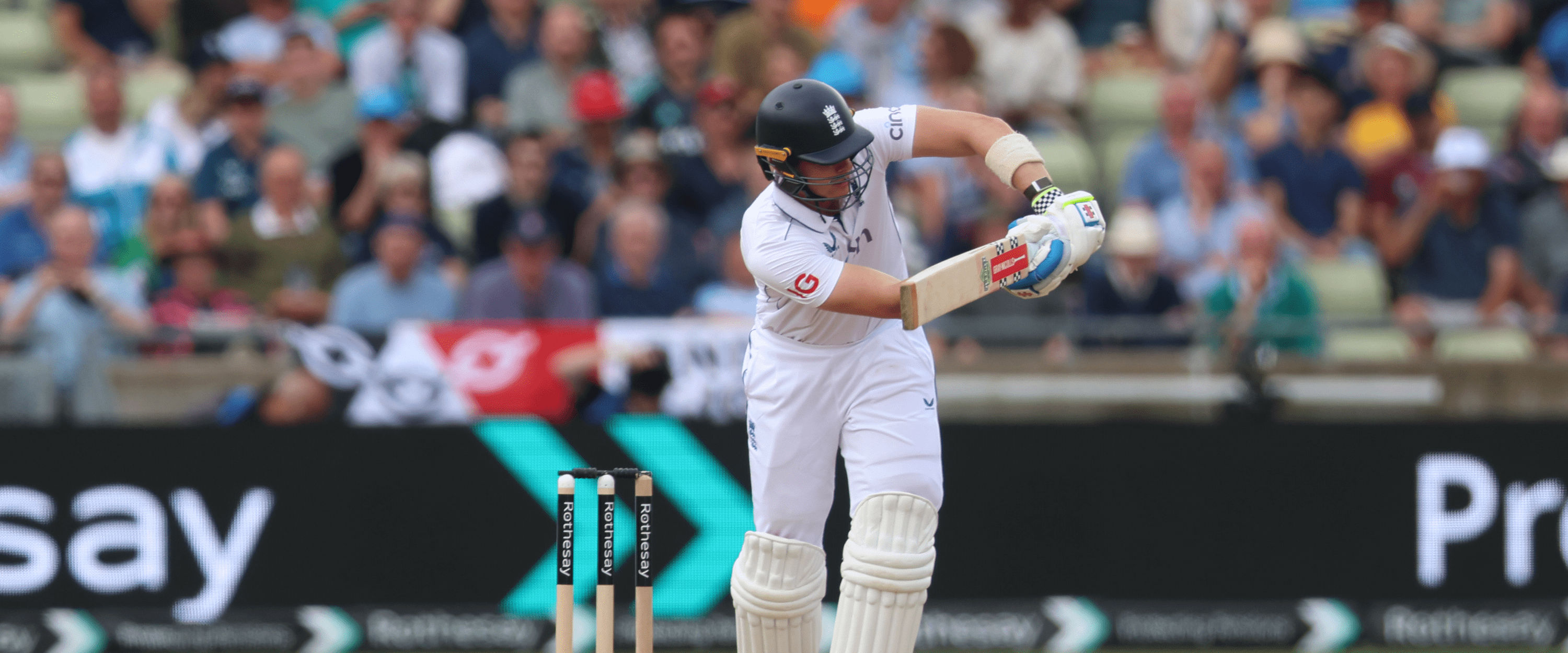 England cricketer batting during a test match at Edgbaston Stadium