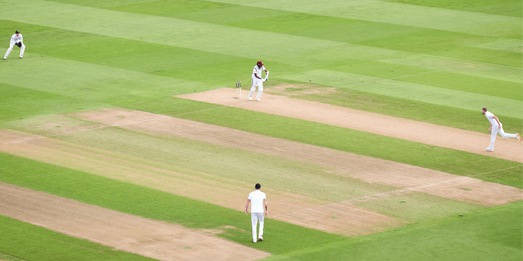 England Cricket team playing on the pitch during a Test Match at Edgbaston Stadium