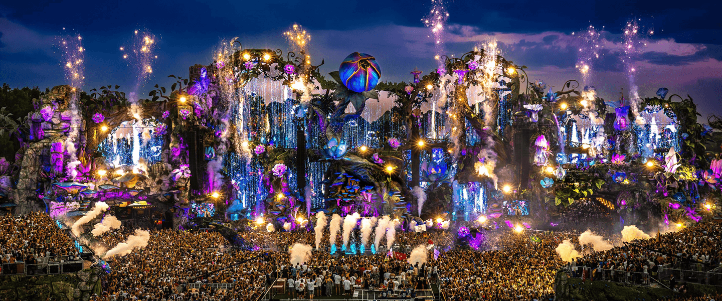 Tomorrowland main stage with light show and fireworks