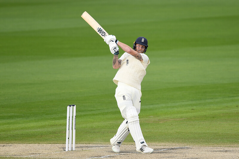 England batsmen batting in a cricket match