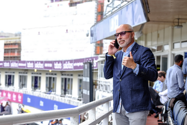 guest enjoying a balcony at Edgbaston Stadium