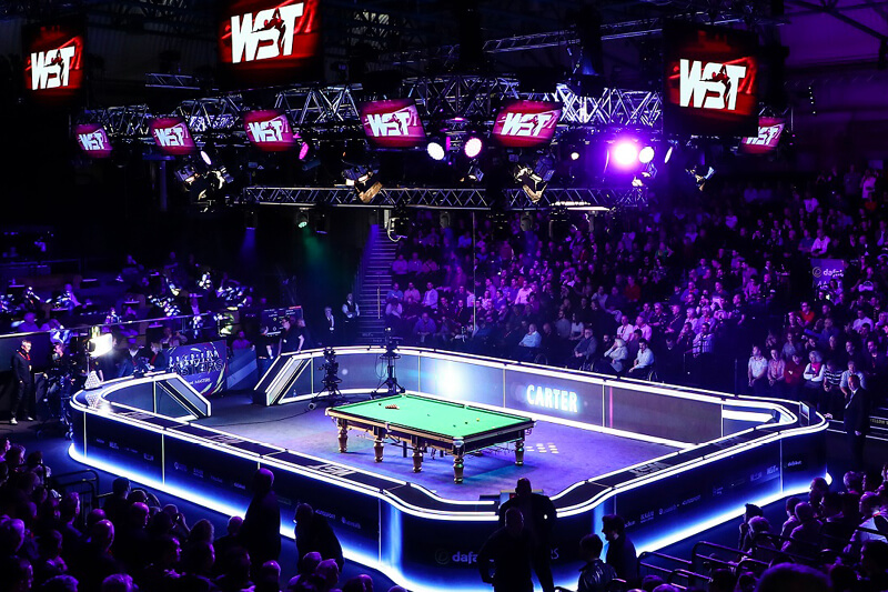 The 2022 Cazoo Masters snooker table at the Alexandra Palace
