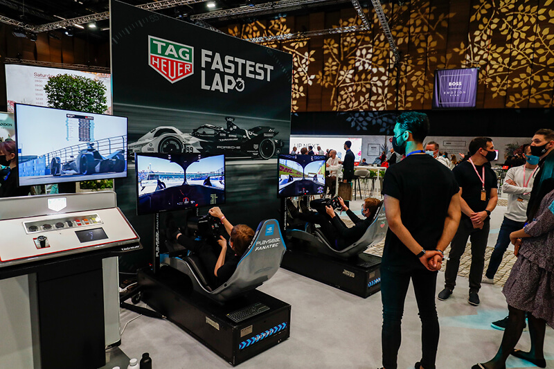 Formula E racing simulator in Boss Emotion hospitality facility at Excel London
