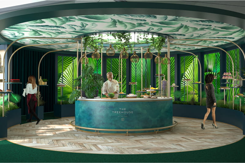 Live cooking station in the birdcage at The Treehouse at The Championships, Wimbledon