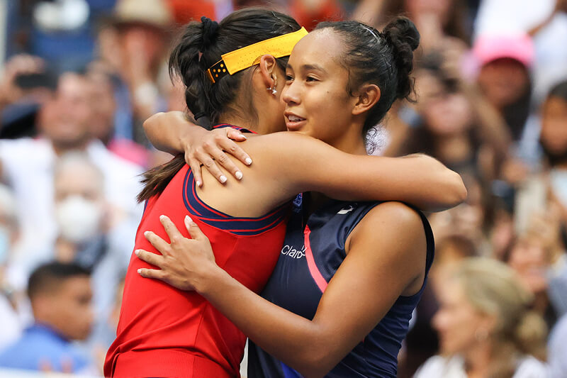 Emma Radacanu and US Open 2021 runner up Leylah Fernandez after the women's singles final