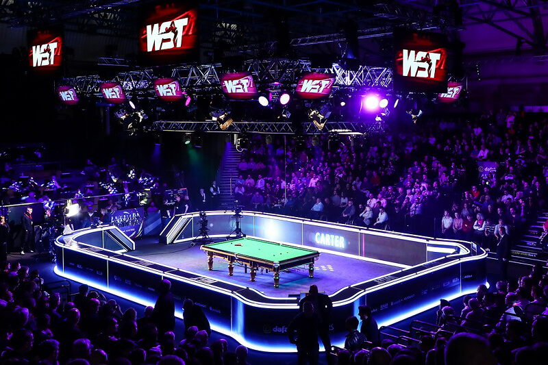 The 2022 Cazoo Masters snooker table in the Alexandra Palace