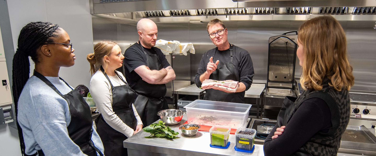 Chef Steven Lamb taking an Xcelerate cooking class at Edgbaston Stadium