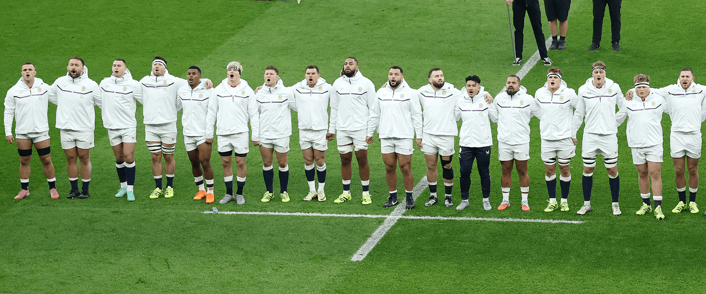 England rugby team line up for the Nations Championships at Allianz stadium in Twickenham
