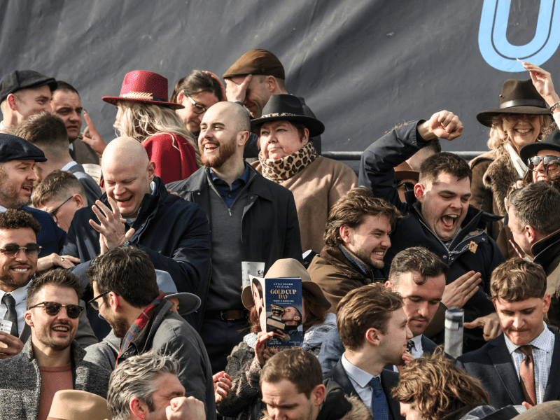 Crowds cheering at Cheltenham