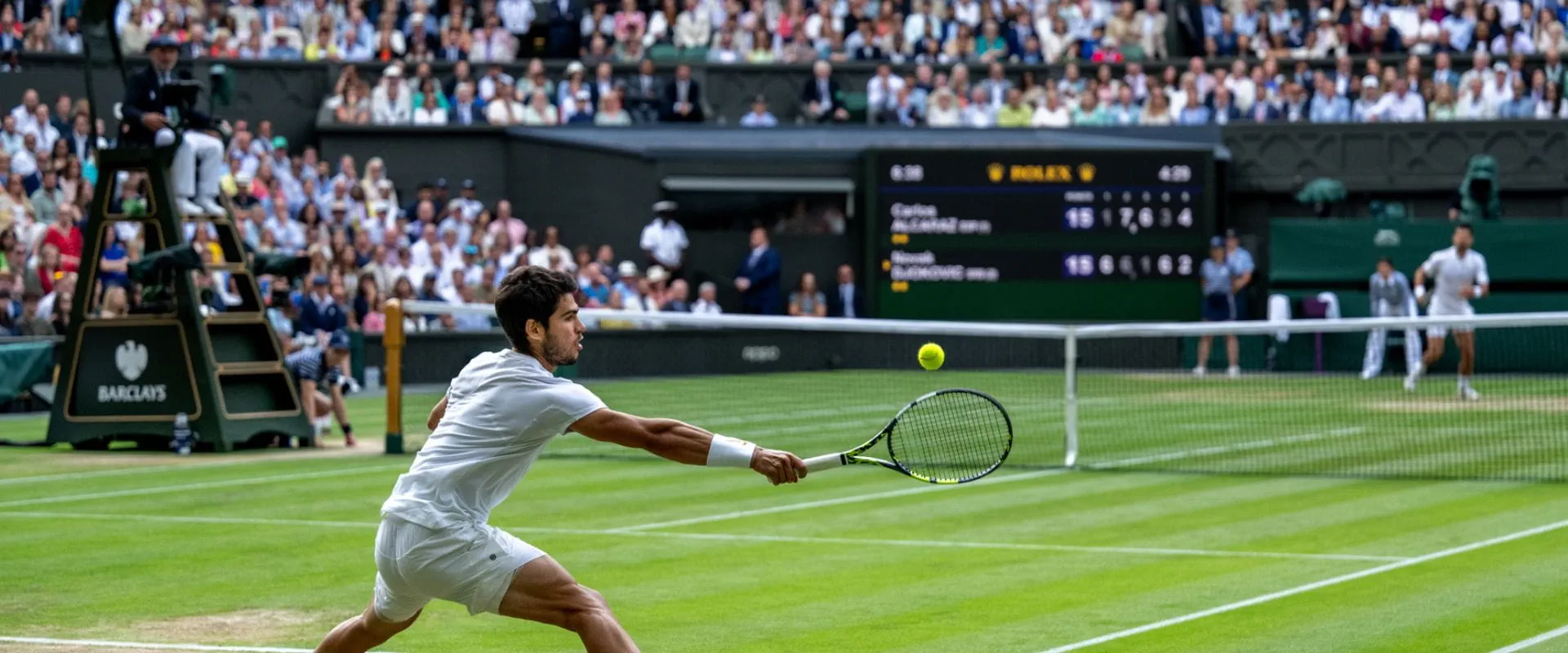 Carlos Alcaraz on Centre Court at Wimbledon