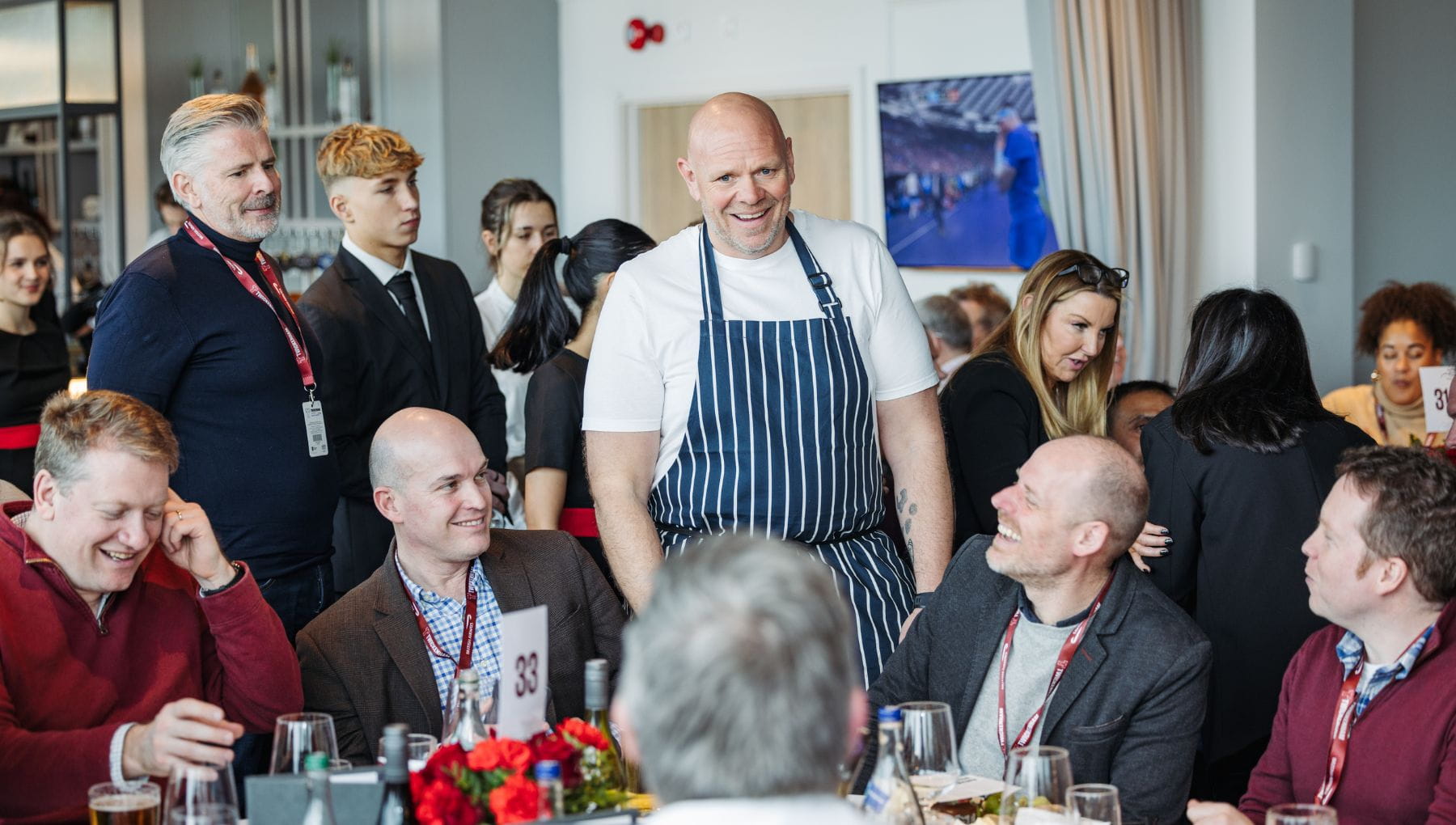 Tom Kerridge talking with guests