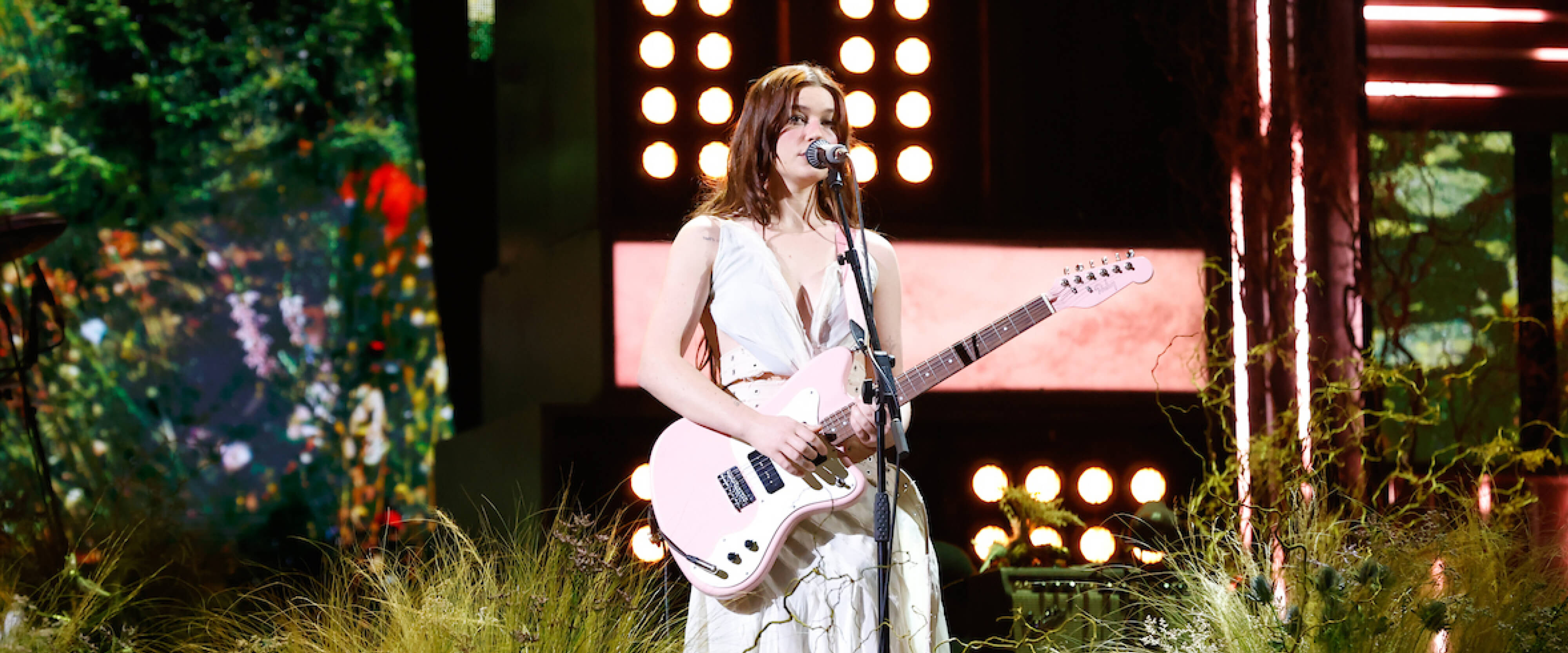 Wet Leg performing at the Brit Awards at the O2 London