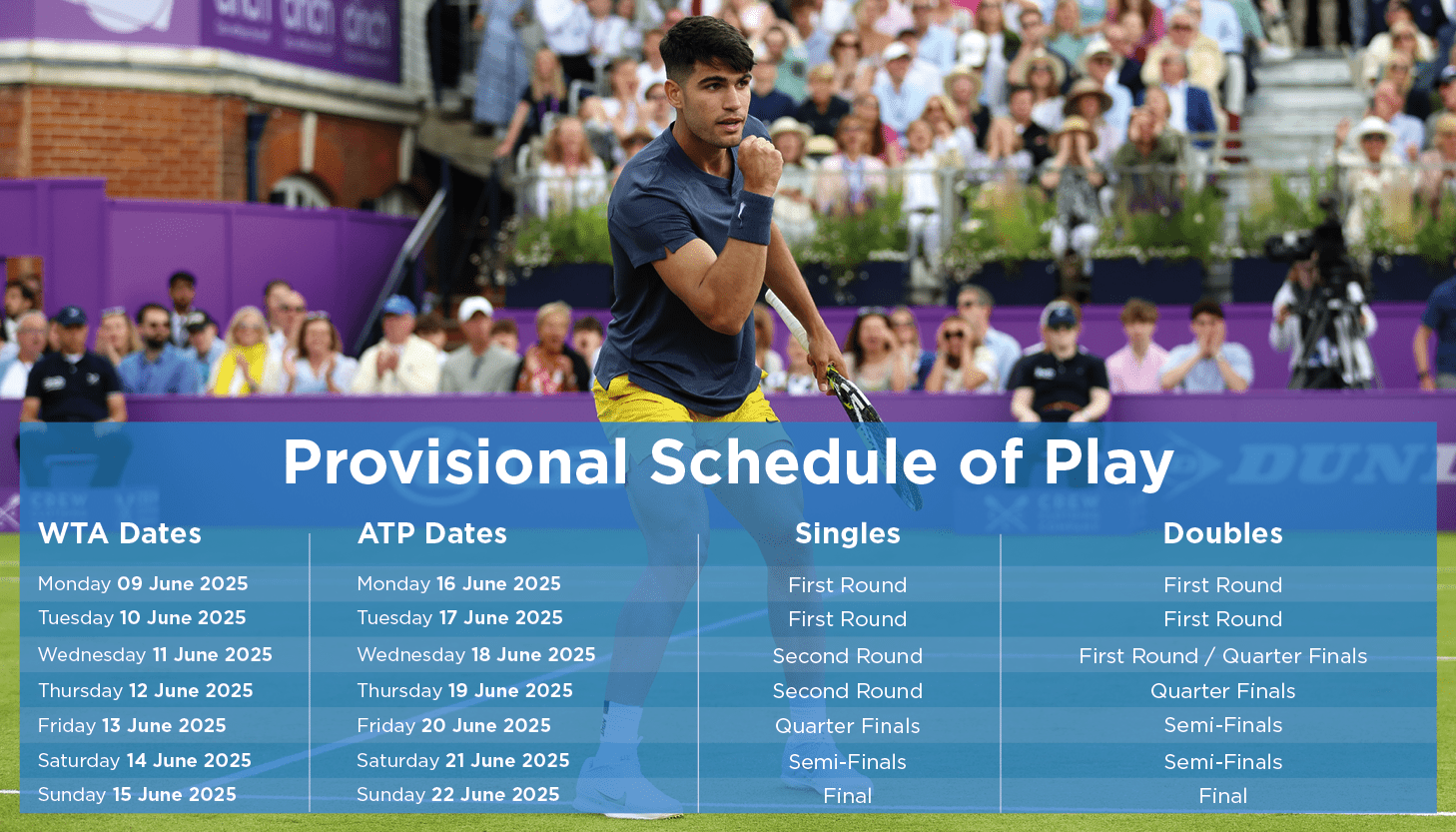 Schedule of Play at Queen's Club 2025