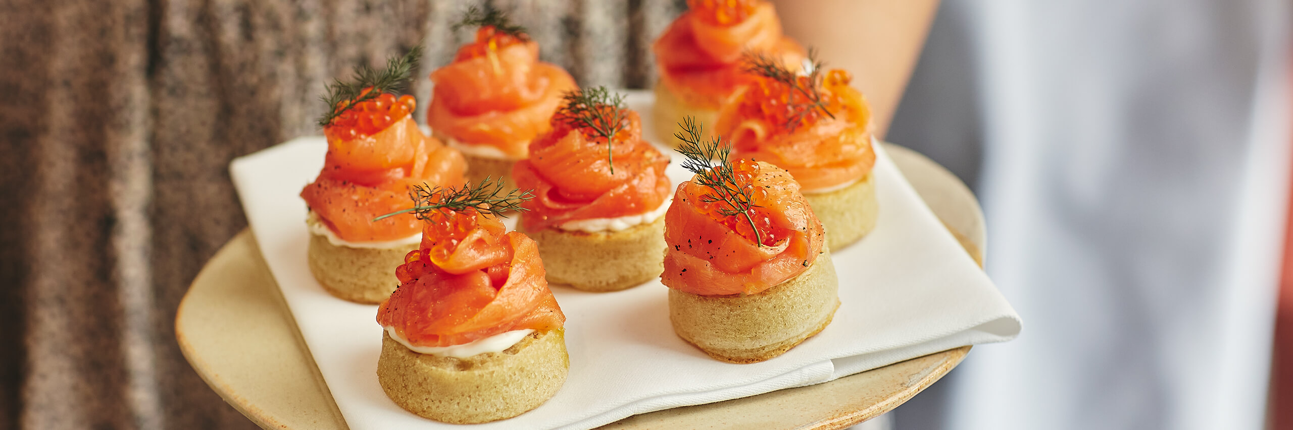 Canapés served inside The Treehouse at Wimbledon 